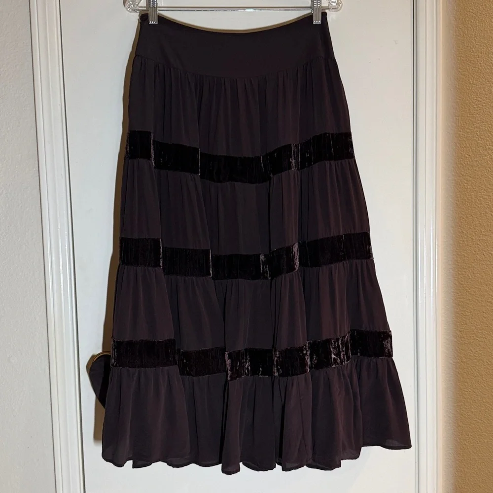 INC International Concepts Women's 100% Silk Skirt Chocolate Brown Color